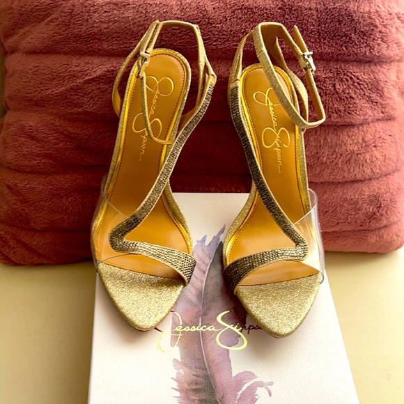 Rhinestone Embellished Clear Evening dress sandals. Size 9M. Never worn. - Picture 1 of 5